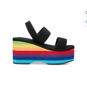 Madden Girl Black Rainbow Platform